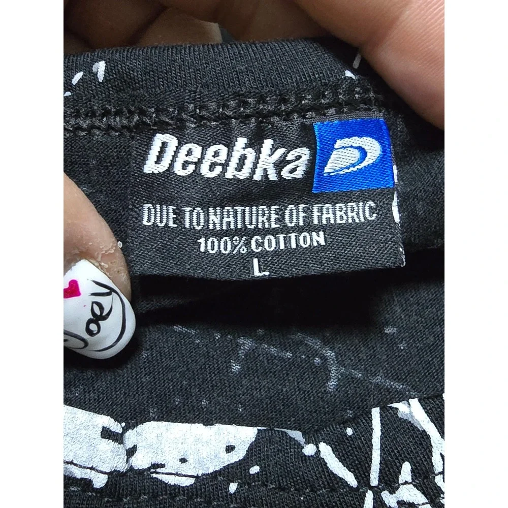 Deebka Abstract Splatter Graphic TShirt Mens LG Black White Excellent Cotton (B)